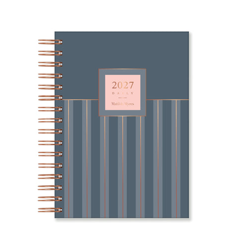 Matilda Myres | 2027 Diary - A5 Daily Planner with Rose Gold Wiro | Day-to-Page in Grey