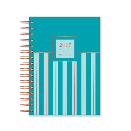 Matilda Myres | 2027 Diary - A5 Daily Planner with Rose Gold Wiro | Day-to-Page in Teal