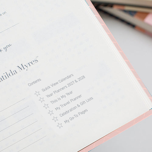 Matilda Myres | 2027 Diary - A5 Daily Planner with Rose Gold Wiro | Day-to-Page in Pink