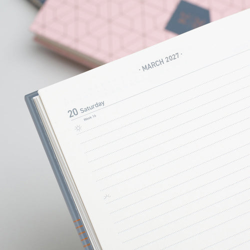 Matilda Myres | 2027 Diary - A5 Daily Planner with Rose Gold Wiro | Day-to-Page in Grey