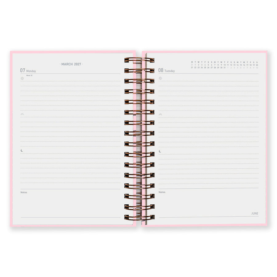 Matilda Myres | 2027 Diary - A5 Daily Planner with Rose Gold Wiro | Day-to-Page in Pink