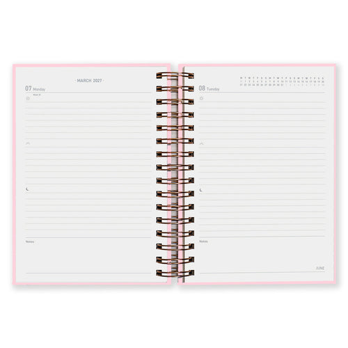 Matilda Myres | 2027 Diary - A5 Daily Planner with Rose Gold Wiro | Day-to-Page in Pink