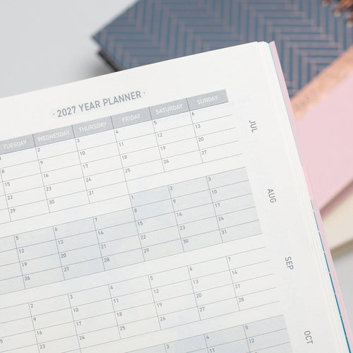 Matilda Myres | 2027 Diary - A5 Daily Planner with Rose Gold Wiro | Day-to-Page in Pink