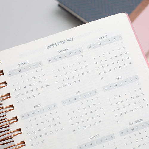 Matilda Myres | 2027 Diary - A5 Daily Planner with Rose Gold Wiro | Day-to-Page in Pink