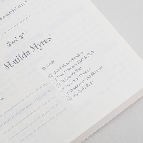 Matilda Myres | 2027 Diary - A6 Daily Planner | Day-to-Page in Grey