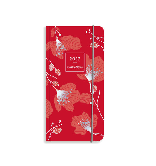 Matilda Myres | 2027 Diary - Slim Weekly Planner with Notes | Week-to-View in Red