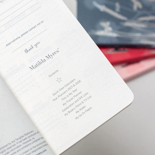 Matilda Myres | 2027 Diary - Slim Weekly Planner with Notes | Week-to-View in Blue