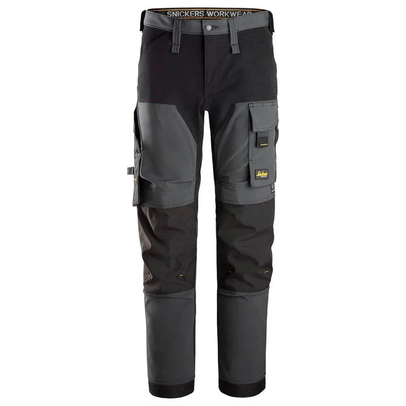 Snickers 6375 AllroundWork 4-way Stretch Trousers Steel Grey/Black, 39" Waist 30" Leg-Snickers 112