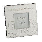 SILVERPLATED & CREAM EPOXY FRAME - HAPPY 50TH ANNIVERSARY 157X157MM FS75050