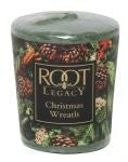Root Candles Votive Holiday Christmas Wreath Candle, Wax, Dark Olive, Pack of 6