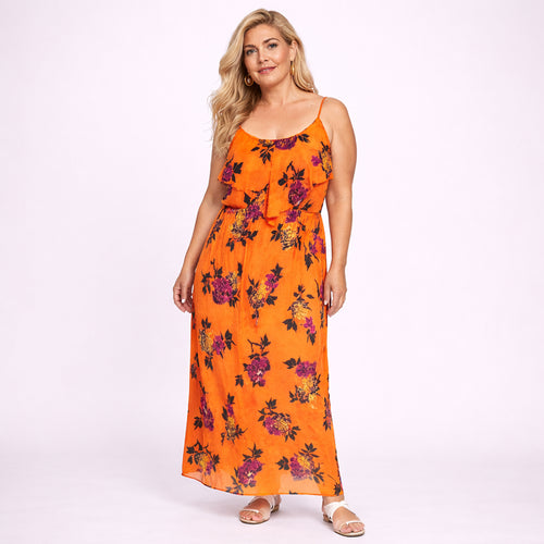 Strappy Peony Print Maxi Dress