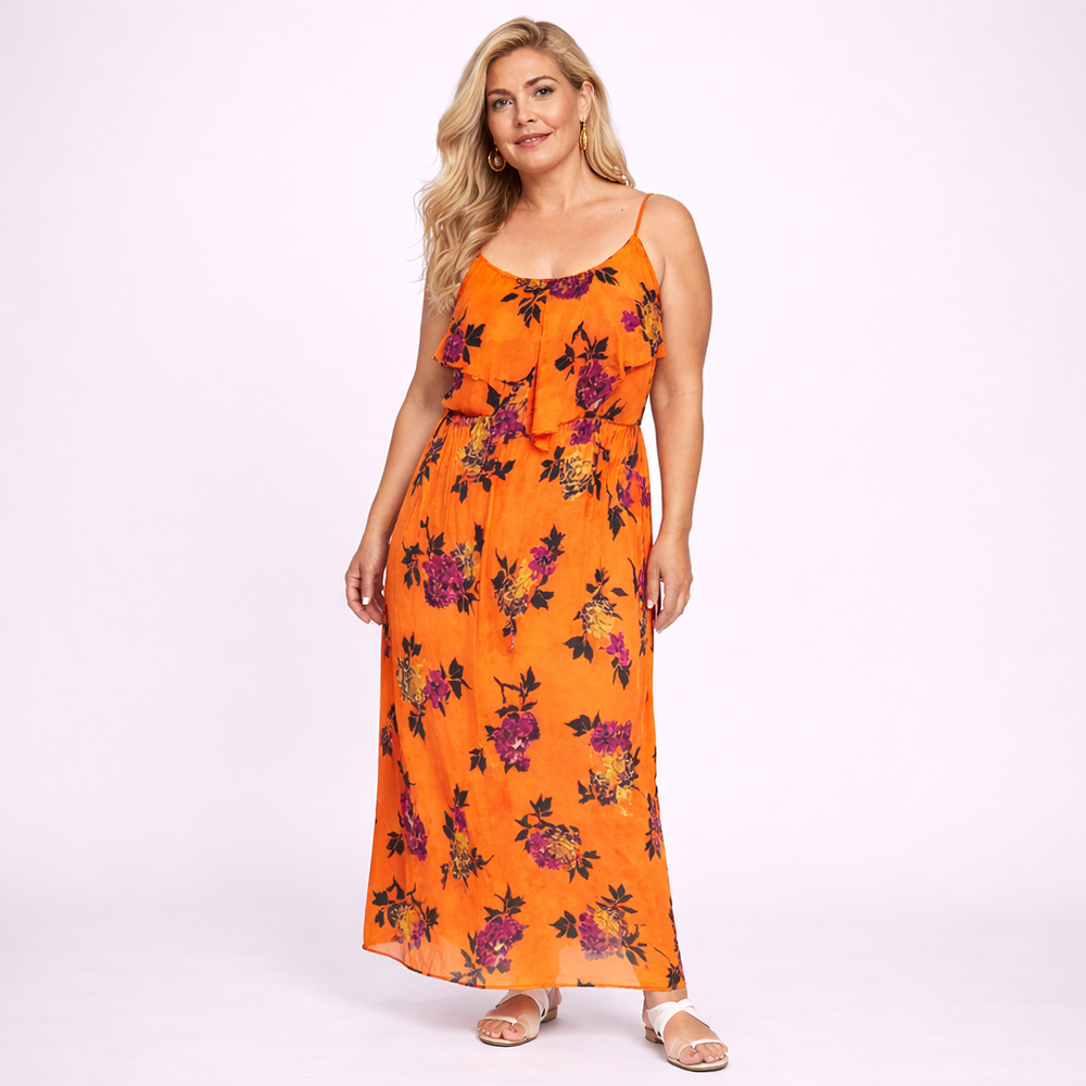Strappy Peony Print Maxi Dress