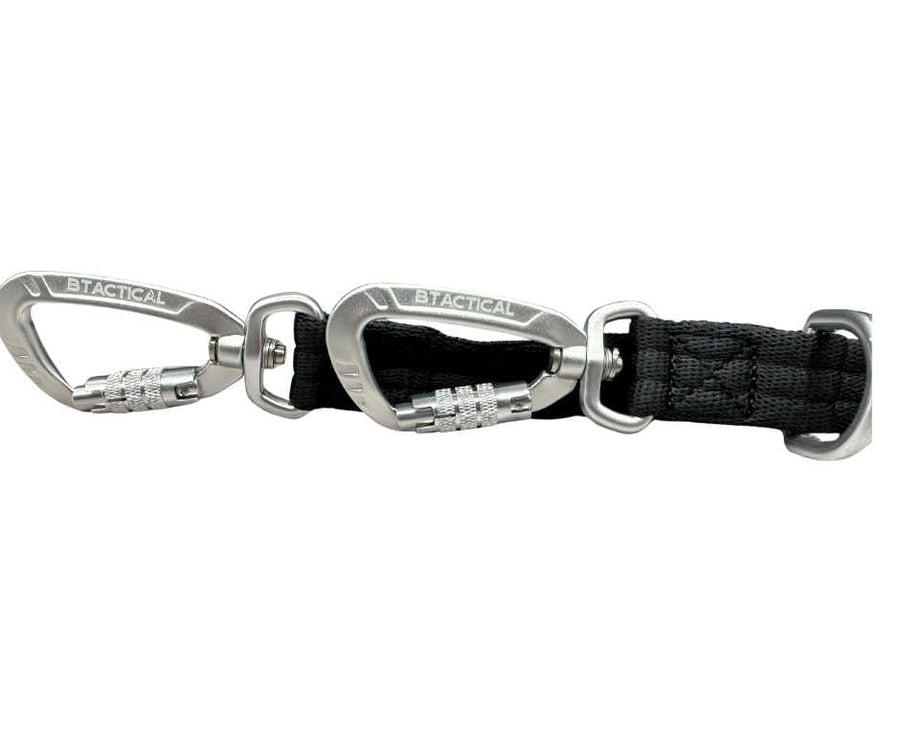 BTactical™ Nylon Frog Clip Dog Training Lead | 2m Anti Tangle - Midnight Black