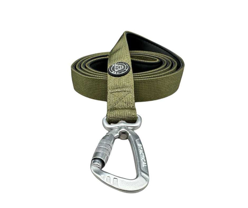 BTactical™ Extra-Strong Nylon Carabiner Clip Dog Lead | Khaki Green
