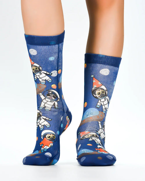 Kids ‘Wigglesteps’ Pug/Dog Space Socks   eu 23-26  - Kids Size
