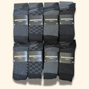 Sock Stack 24 Pairs Men's Cotton Colourful Heel Toe Black Argyle Diamond Easycare