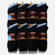 Heatwave Thermalwear Mens Black Thermal Socks 24 Pairs Double Brushed Knit Brushed Base Layer Warmth