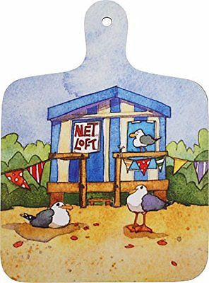 Mini Chopping Board - Beach Hut/Seaside by Emma Ball