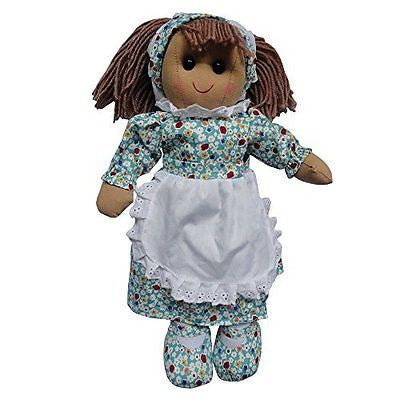 BLUE FLORAL RAG DOLL WITH PINNY 40CM