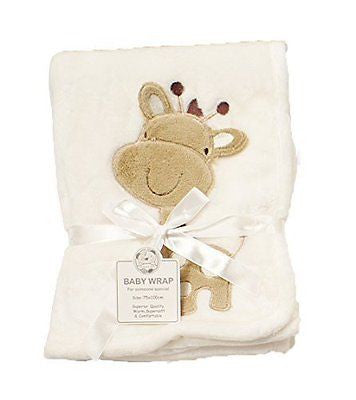 Supersoft Superior Quality Luxurious Cream With Cheeky Giraffe Pram/Crib Blanket