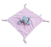 Pink Elephant Super soft Plush Velour Baby Comforter With Knotted Corners