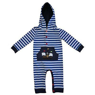 powell craft pirate boat strippy hooded jumpsuit 6 - 12 months