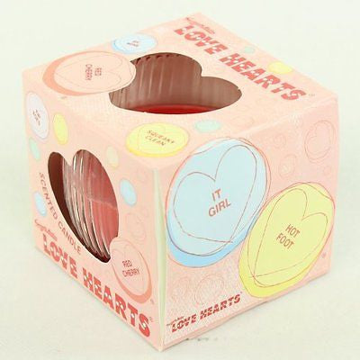 LOVE HEARTS 85g GLASS JAR SCENTED CANDLE SCENT CANDLES RED CHERRY NEW