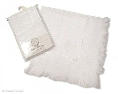 Snuggle Baby Christening Shawl with White Cross Embroidery 120 x120cm