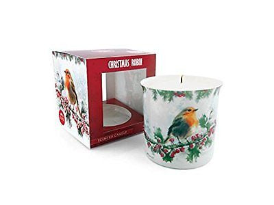 Christmas Robin Scented Candle In Ceramic Pot Macneil Collection