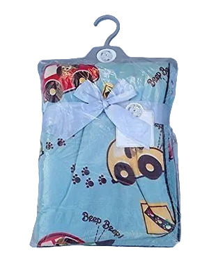 BABY WRAP OR BLANKET FOFT FLEECE LINED BLUE 100 X 75 CMS