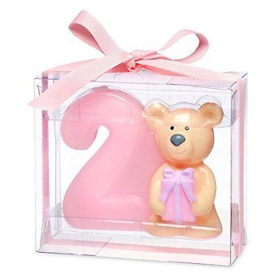 Teddy bear with number 2. 80 x 35 x 70mm. pink