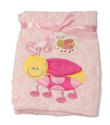 Supersoft Superior Quality Luxurious Pink 3D Ladybird Pram/Crib Blanket