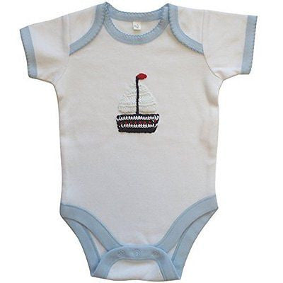Powell Craft 100% Cotton Embroidered Boat Babygrow 6-12m