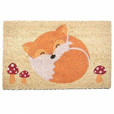 Coir Door Mat - Sleeping Fox and Toadstools