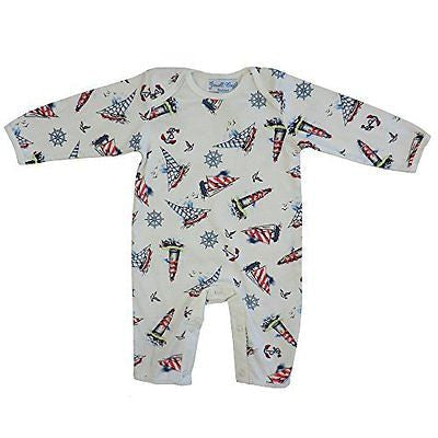 Powell Craft Baby Boys Cotton Nautical Jumpsuit/babygrow. white (0-6 months)