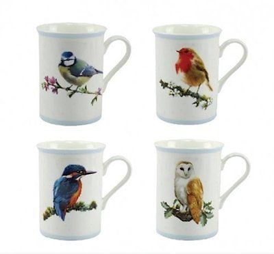 Macneil Birds Set of 4 Mugs Robin Kingfisher Blue Tit Owl
