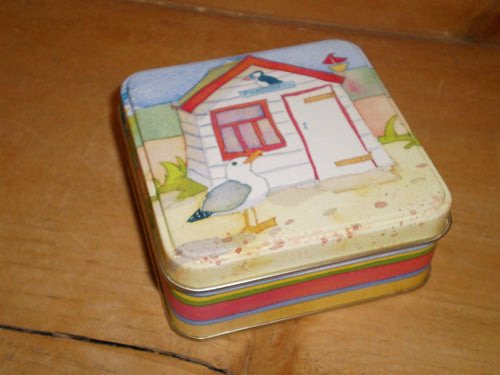 Emma Ball Seaside beach hut seagull Pocket Tin NEW