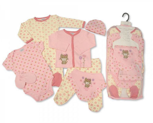 7 Piece Baby Girls Layette Clothing Gift Set Purrfect Me Design by Nursery Time