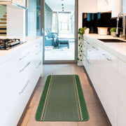 Washable Designer Bordered Green Rug | 116Gr
