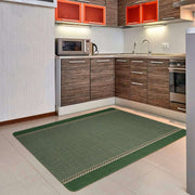 Washable Designer Bordered Green Rug | 116Gr