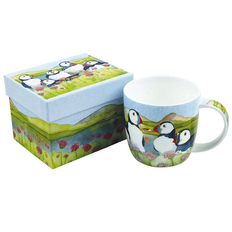 SEA THRIFT PUFFINS BONE CHINA MUG WITH GIFT BOX