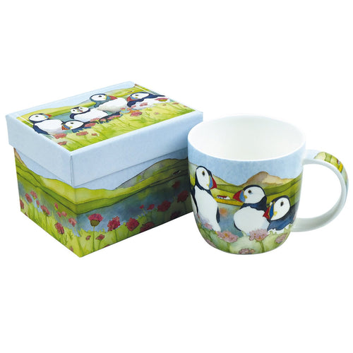 SEA THRIFT PUFFINS BONE CHINA MUG WITH GIFT BOX
