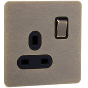 Caradok Screwless Antique Brass Socket - 1 Gang - The Georgian