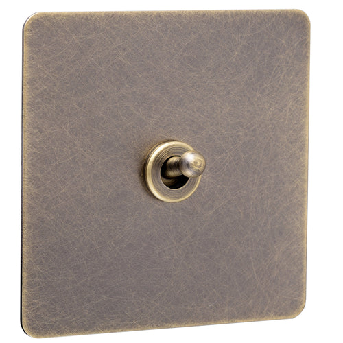 Caradok Screwless Antique Brass Toggle Switch - 1 Gang - The Georgian