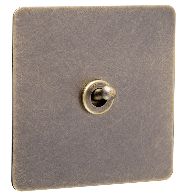 Caradok Screwless Antique Brass Intermediate Toggle Switch - 1 Gang - the Georgian