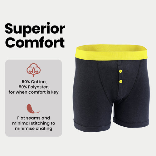 Sock Stack Boxer Shorts 12 Pack Black Cotton Blend Breathable Comfortable Stretch Button