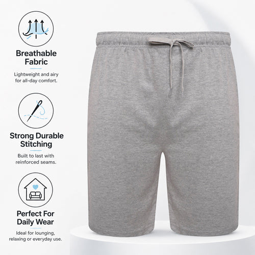 Sock Stack Men's Cotton Lounge Shorts Stretchable 2 Pack Black Navy Grey Durable