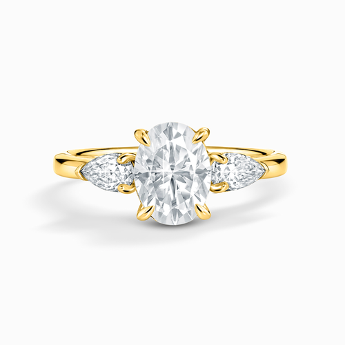 2 ct Oval Moissanite Three Stone Engagement Ring in 18k Gold Vermeil