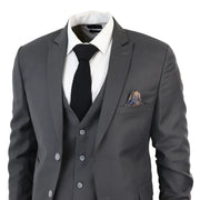 IM1 Men's Classic Plain Charcoal 3 Piece Suit