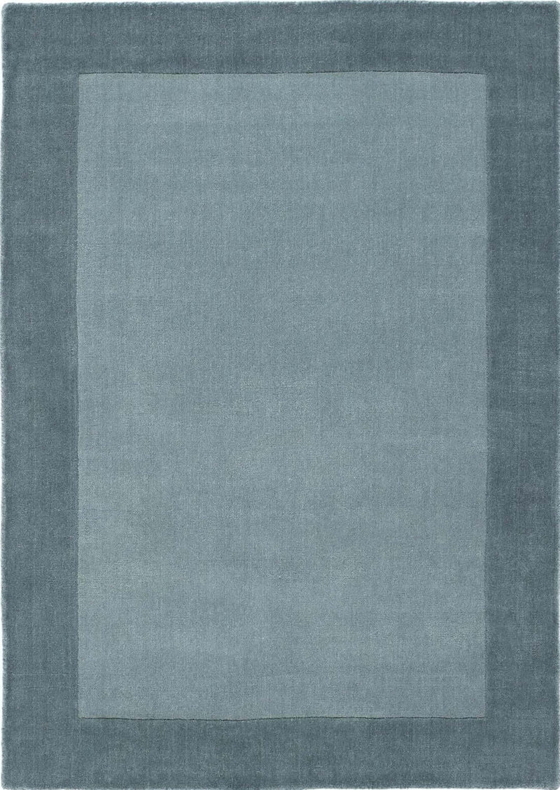Bordered Duck Egg Blue Wool Rug